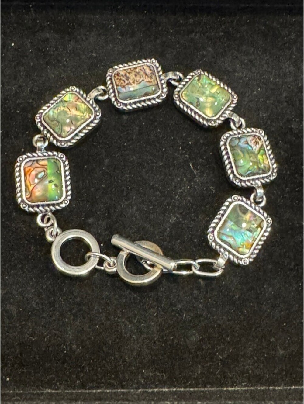 Iridescent Abalone Style Link Bracelet